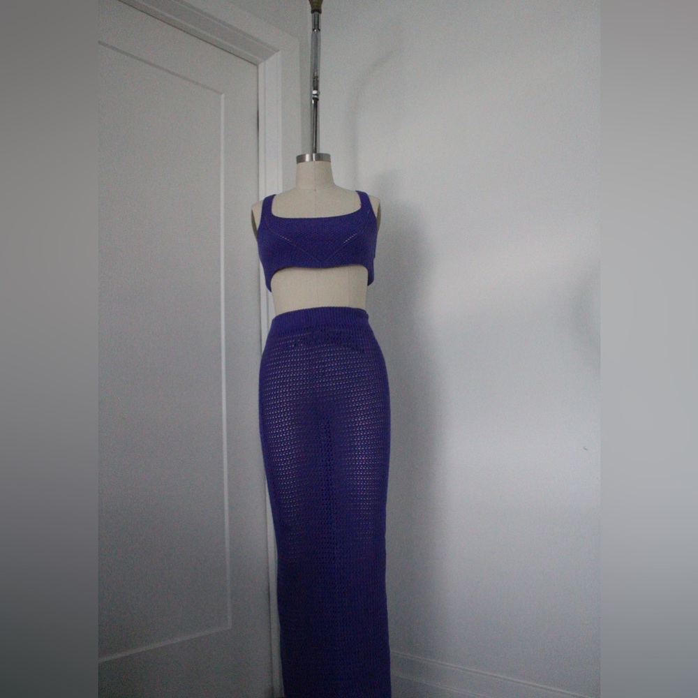 Purple Crochet Maxi Skirt Set